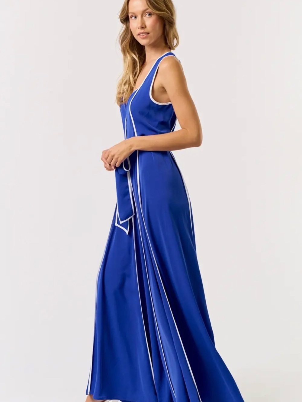 Lavalon Royal Blue Wide-Leg Jumpsuit with Contrast Trim NWT - Picture 2 of 5
